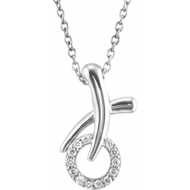 Sterling Silver 1/10 CTW Natural Diamond XO Necklace