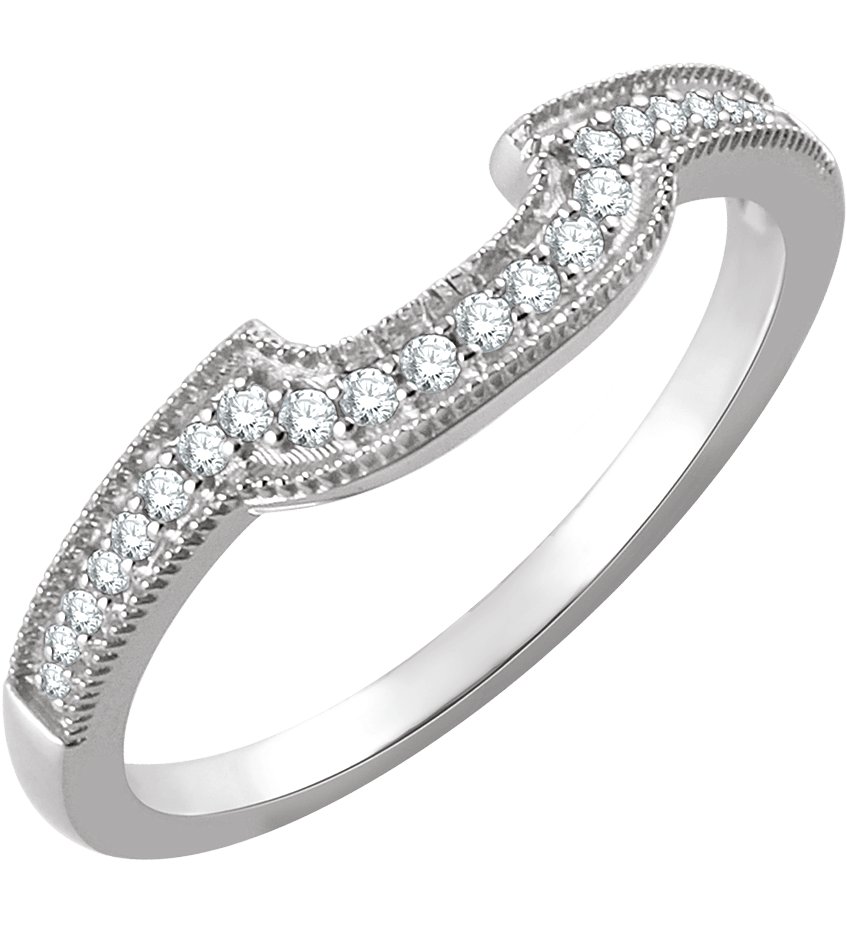 14K White 1/8 CTW Diamond Band for 6 mm Cushion Ring