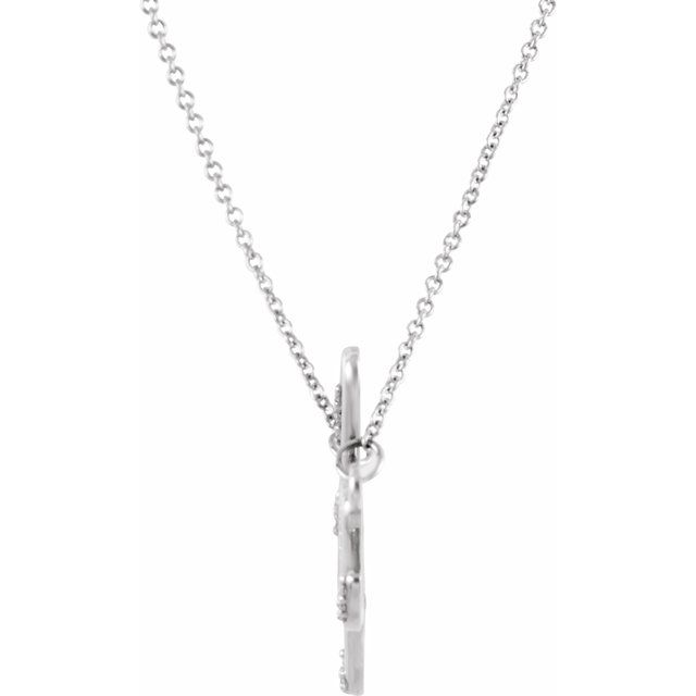 14K White .08 CTW Natural Diamond Hope 16 1/2” Necklace