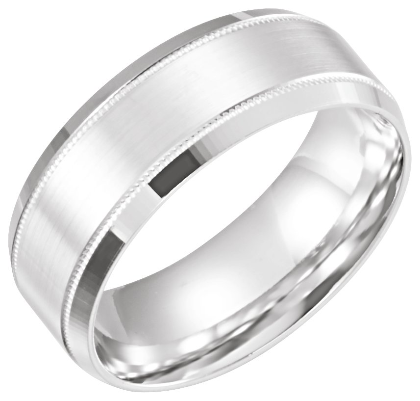 10K White 8 mm Beveled Edge Band with Milgrain Size 5 Ref 9369056