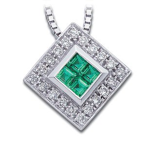 14K White Emerald & 1/4 CTW Diamond 18" Necklace