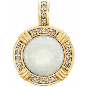 14K Yellow Opal & 1/10 CTW Diamond Pendant