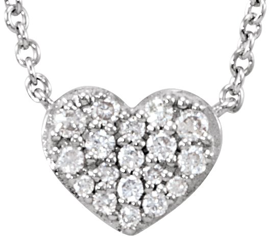 14K White 1/10 CTW Natural Diamond Heart 18" Necklace