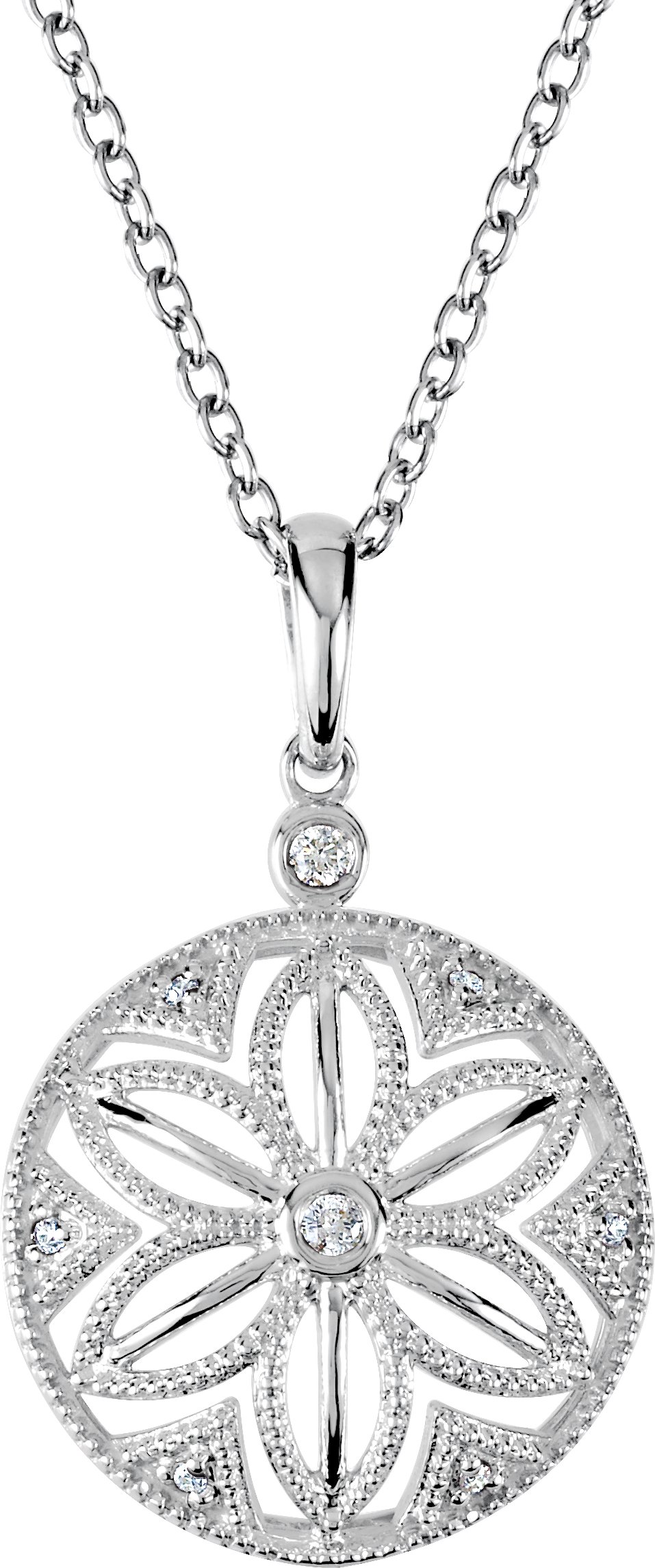Sterling Silver .04 CTW Diamond 18 inch Necklace Ref. 3907002