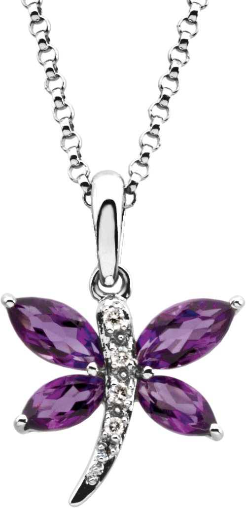 Amethyst and Diamond Necklace 6 x 3mm and 5 x 2.5mm .02 CTW Ref 244222