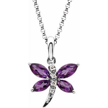 Amethyst and Diamond Necklace 6 x 3mm and 5 x 2.5mm .02 CTW Ref 244222