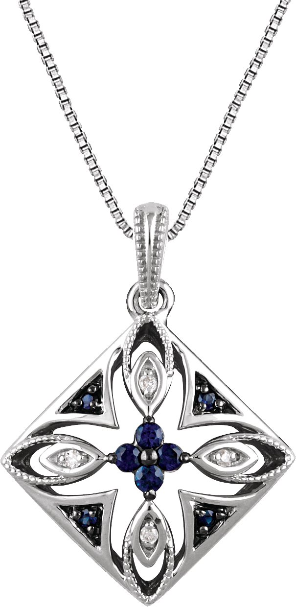 Natural Sapphire and Natural Diamond Pendant