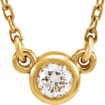 14K Yellow .25 CT Diamond Solitaire 18 inch Necklace Ref. 211900