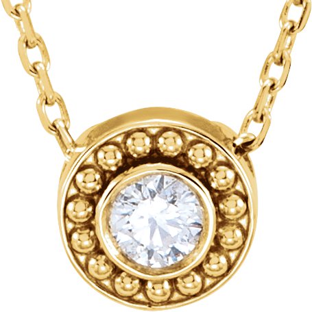 14K Yellow 1/10 CTW Diamond Beaded Slide 16" Necklace 