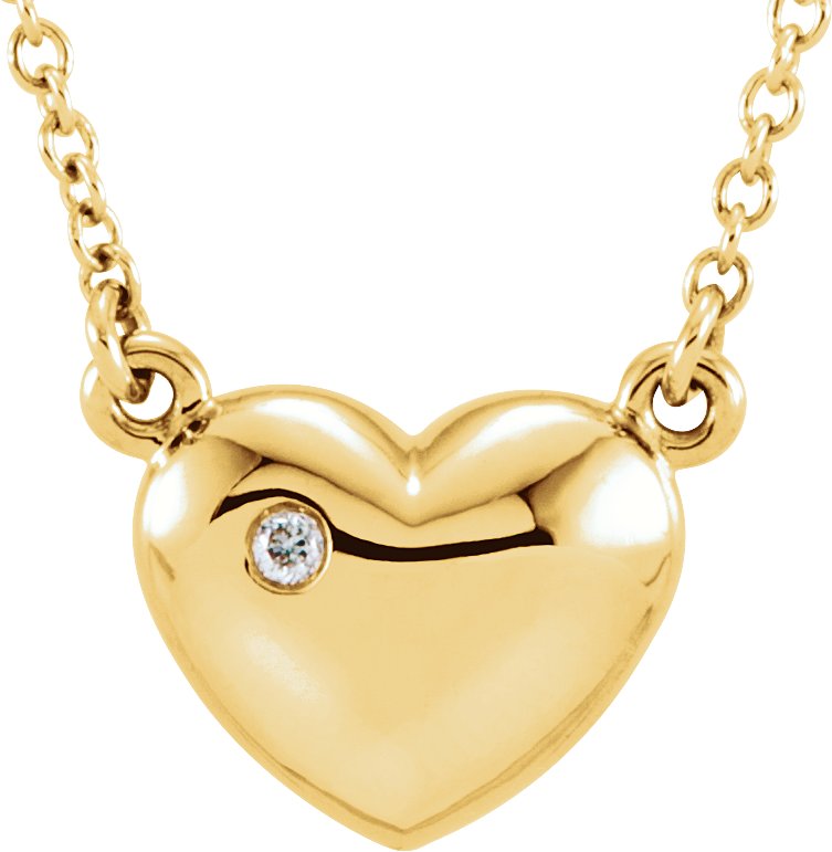 14K Yellow .01 CTW Natural Diamond Heart 16.5" Necklace