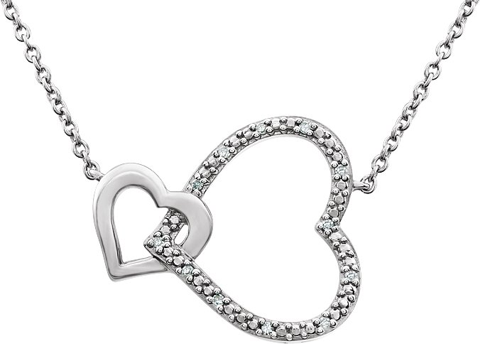 Sterling Silver .03 CTW Diamond Interlocking Heart 18 inch Necklace Ref. 11632611