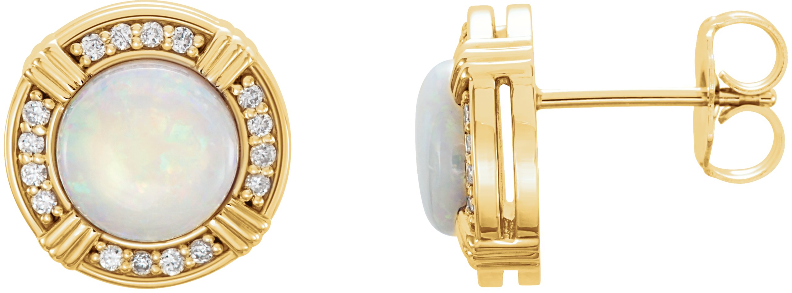 14K Yellow Opal & 1/8 CTW Diamond Earrings