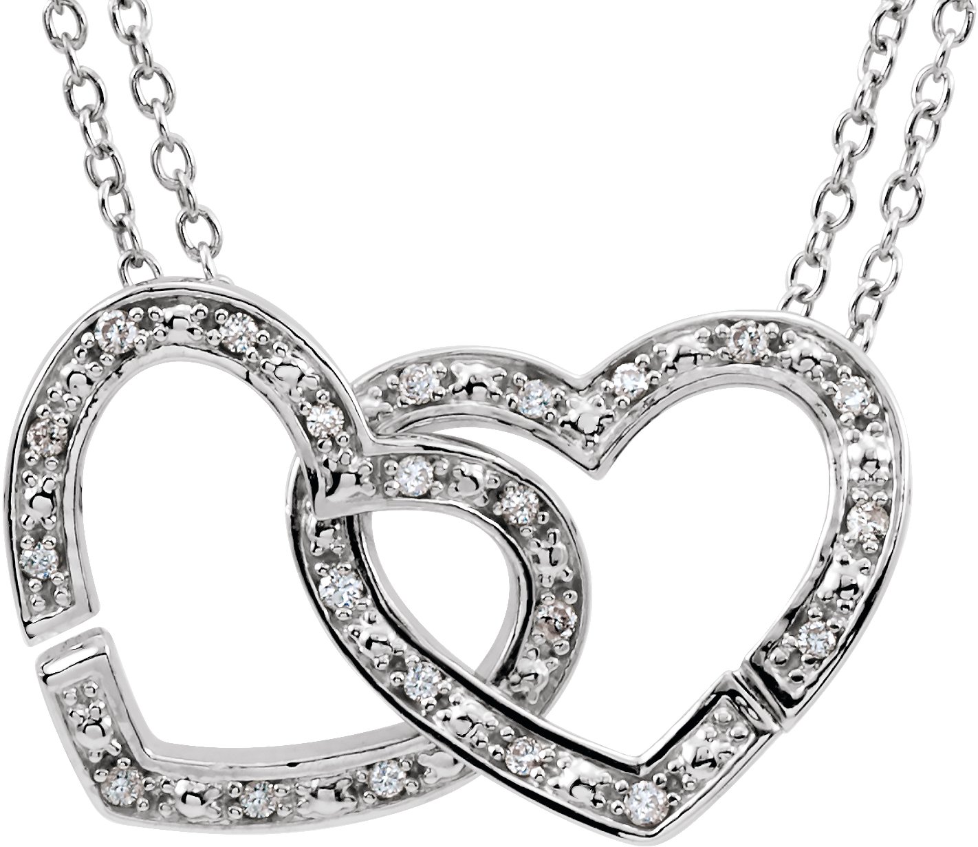 Sterling Silver .167 CTW Diamond 2 in 1 Interlocking Heart 18 inch Necklace Ref. 11650845