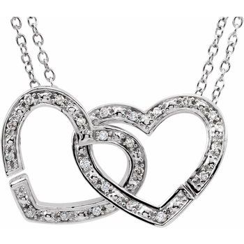 Sterling Silver .167 CTW Diamond 2 in 1 Interlocking Heart 18 inch Necklace Ref. 11650845