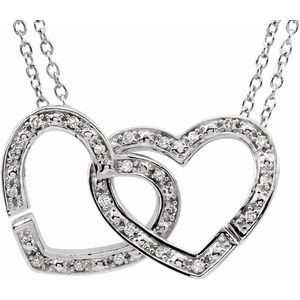 Sterling Silver 1/6 CTW Natural Diamond Interlocking Hearts 18" Necklace