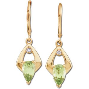 14K Yellow Natural Peridot & .06 CTW Natural Diamond Earrings