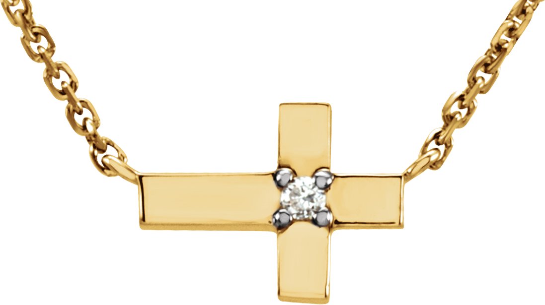 14K Yellow .01 CTW Diamond Cross 18" Necklace 