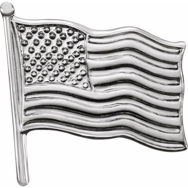 14K White 17.5x17 mm American Flag Lapel Pin