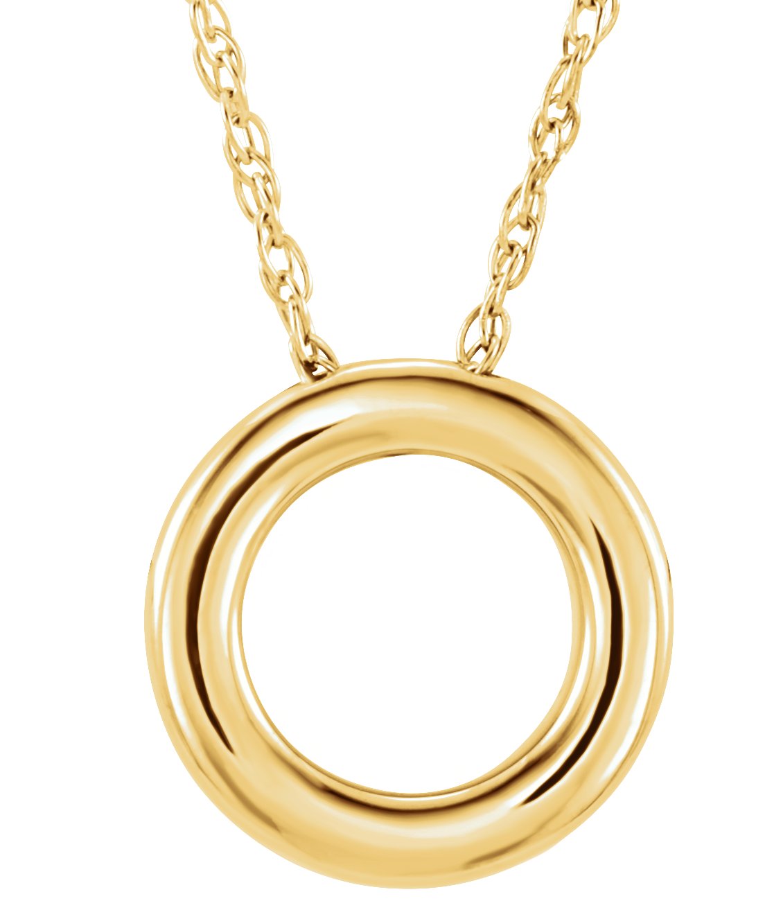 14K Yellow 13 mm Circle 18" Necklace