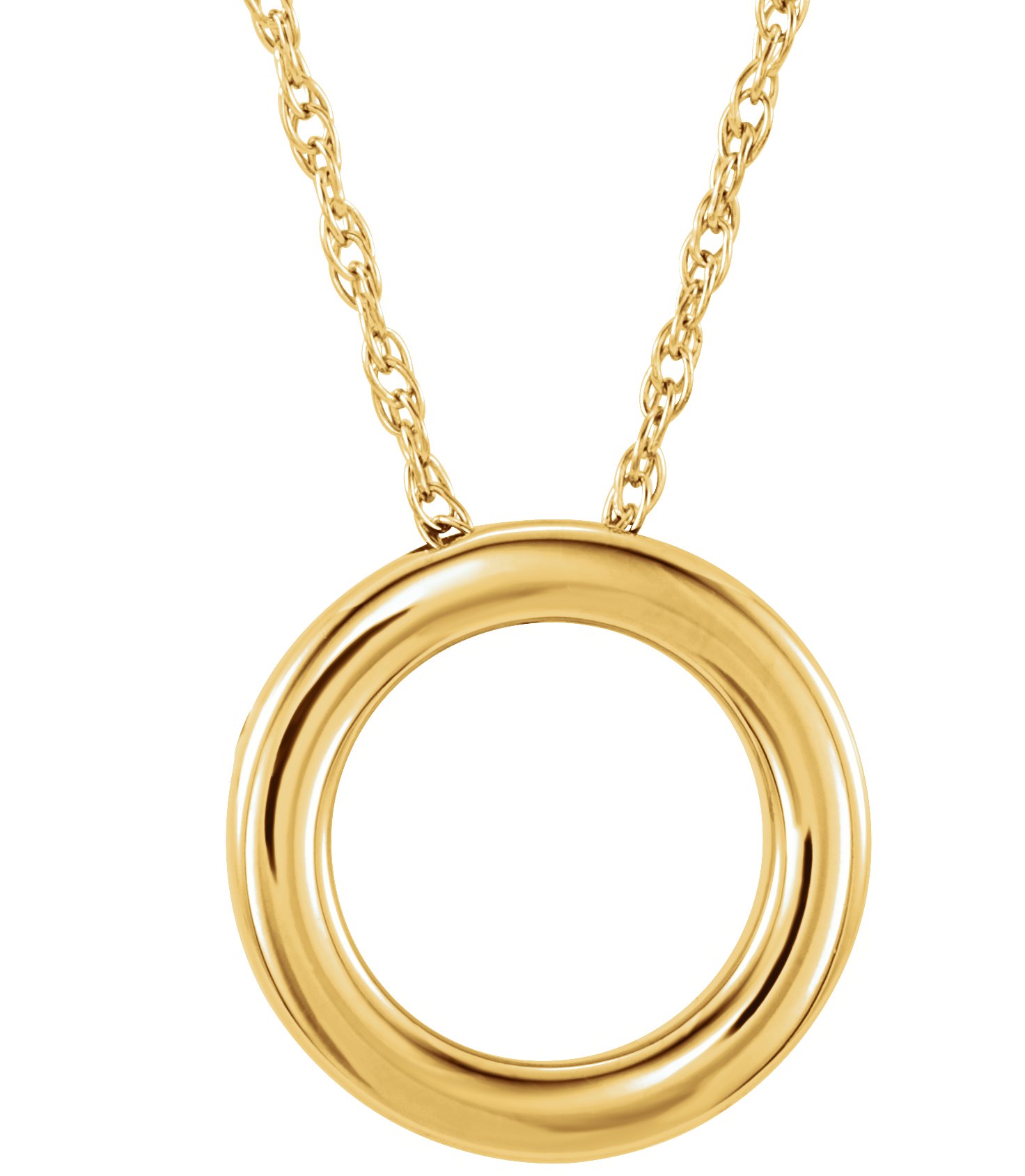 14K Yellow 15 mm Circle 18" Necklace