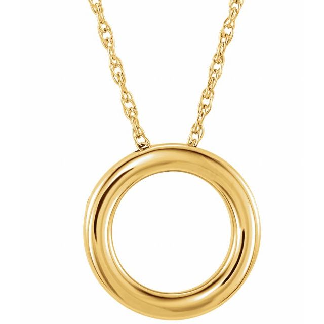 14K Yellow 15 mm Circle 18 Necklace