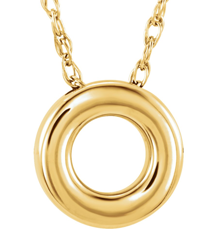14K Yellow 10 mm Circle 18" Necklace
