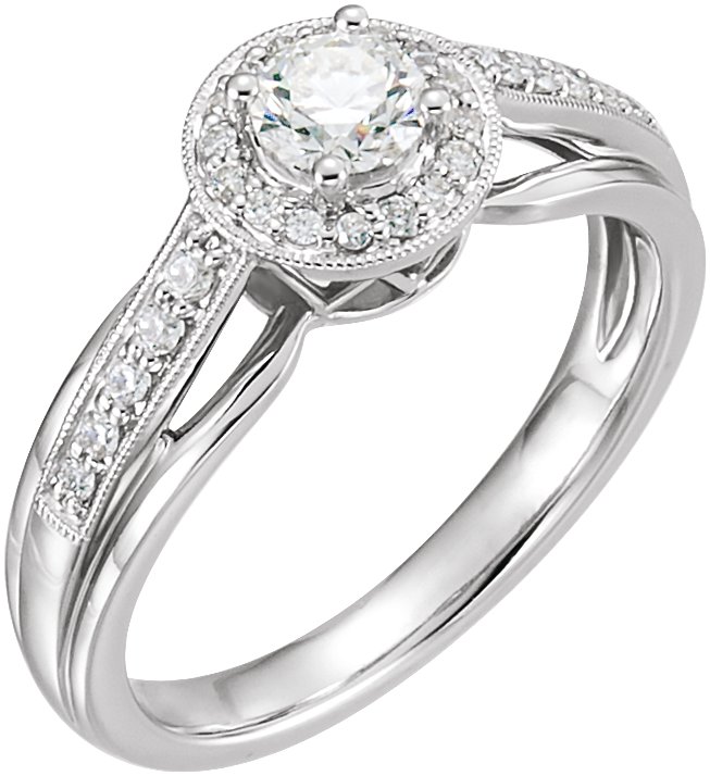 14K White 1/2 CTW Diamond Engagement Ring 