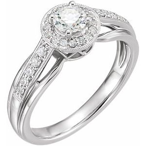 14K White 1/2 CTW Diamond Engagement Ring 