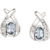 Genuine Aquamarine and Diamond Earrings 6 x 4mm .1 CTW Ref 291079