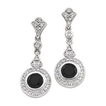 Genuine Onyx and Diamond Earrings 6mm .38 CTW Ref 514599