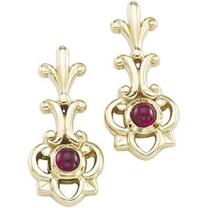 Genuine Cabochon Ruby Earrings 3mm Ref 885045