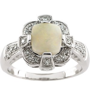 Opal & Diamond Accented Ring 