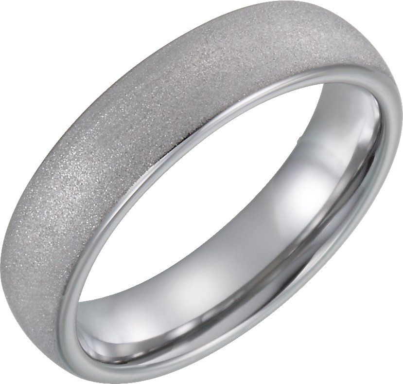 Tungsten 6 mm Rounded Edge Domed Sandblasted Band Size 10