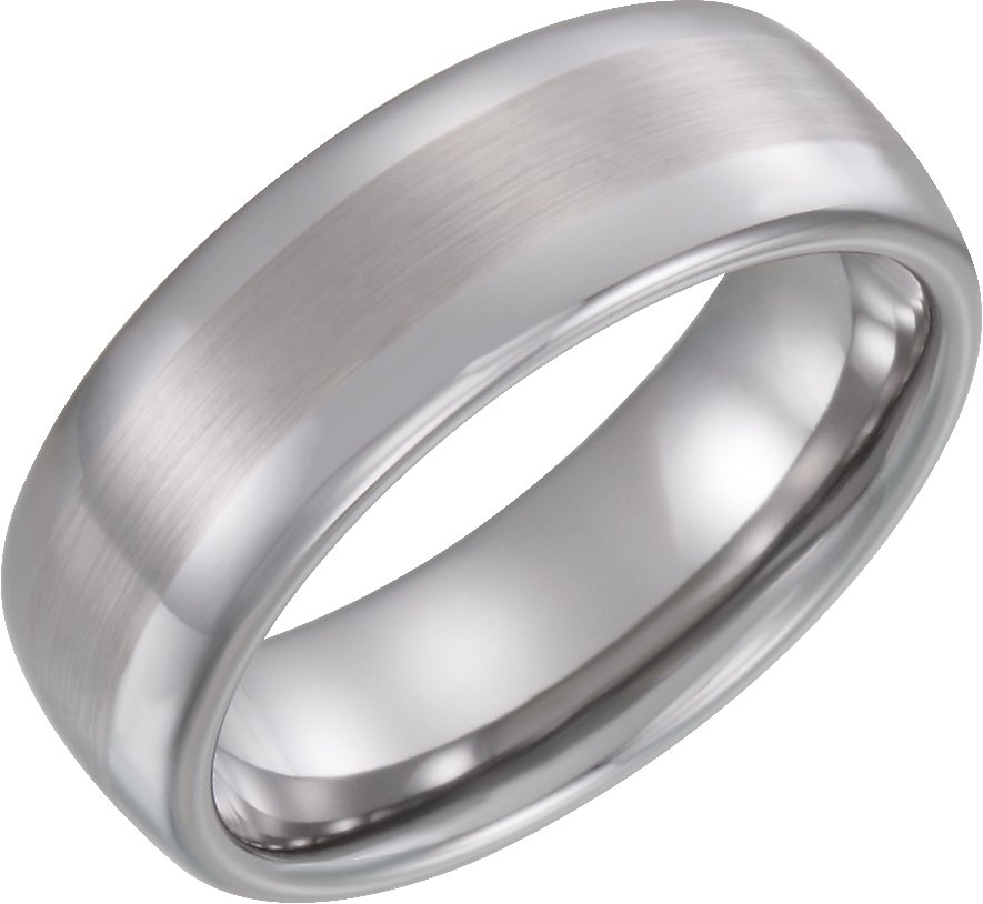 Tungsten 8 mm Rounded Edge Band with Satin Center Size 12
