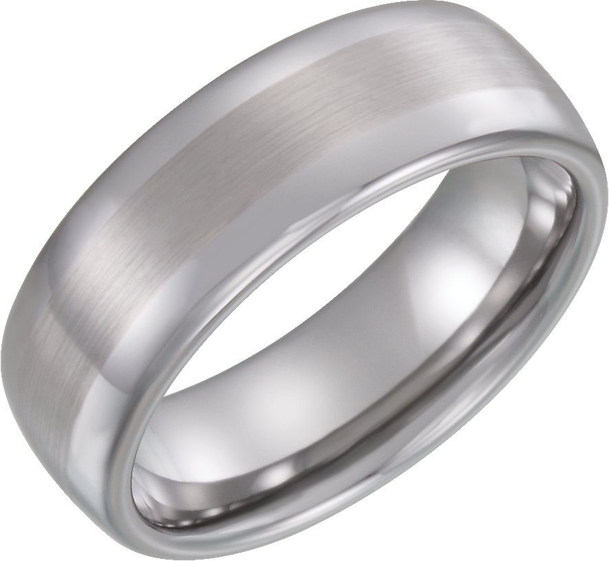 Tungsten 8 mm Rounded Edge Band with Satin Center Size 10