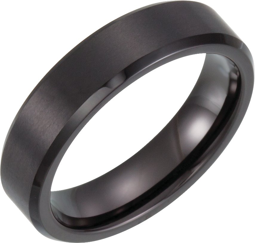 Black PVD Tungsten 6 mm Beveled Edge Band Size 11.5
