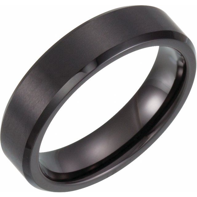 Black PVD Tungsten 6 mm Beveled Edge Band Size 10