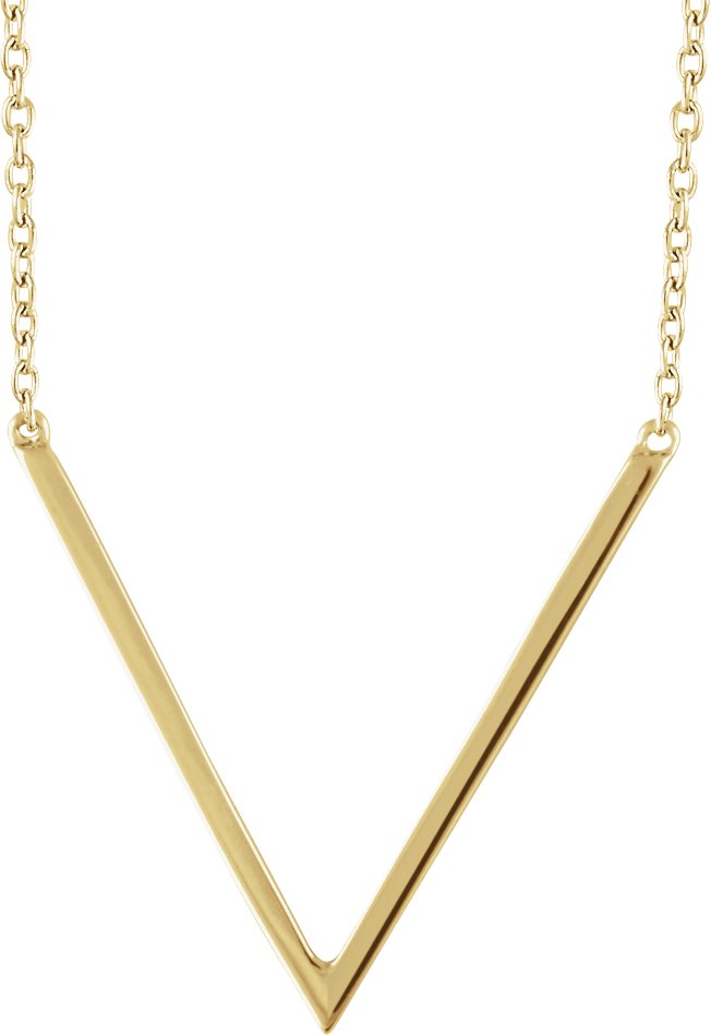 14K Yellow V 16-18" Necklace 