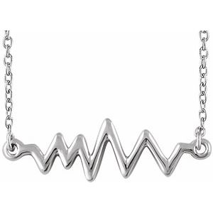 14K White Heartbeat 16-18" Necklace 