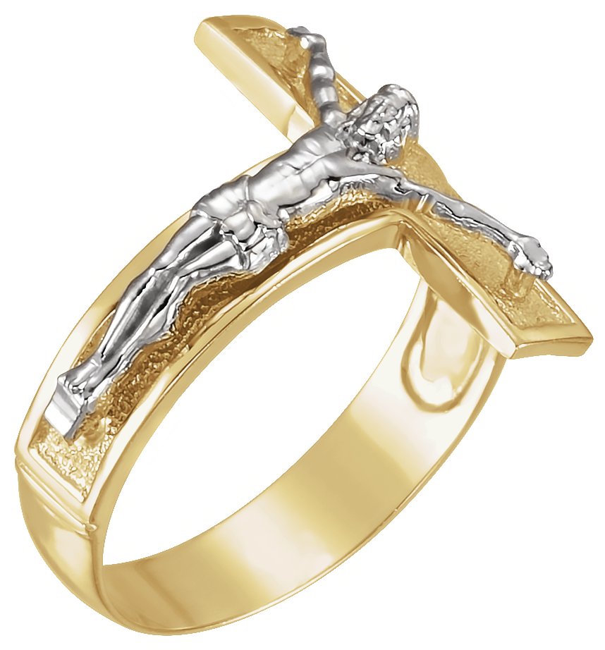 14K Yellow/White 20.2 mm Crucifix Ring