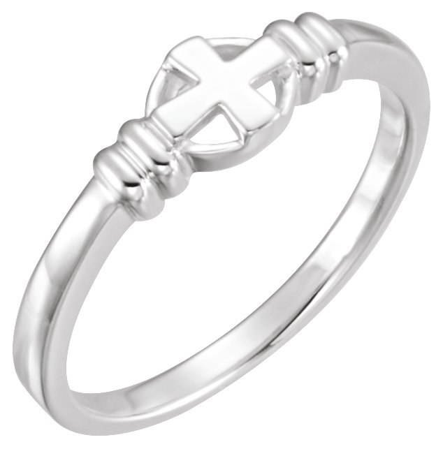 14K White Cross Chastity Ring