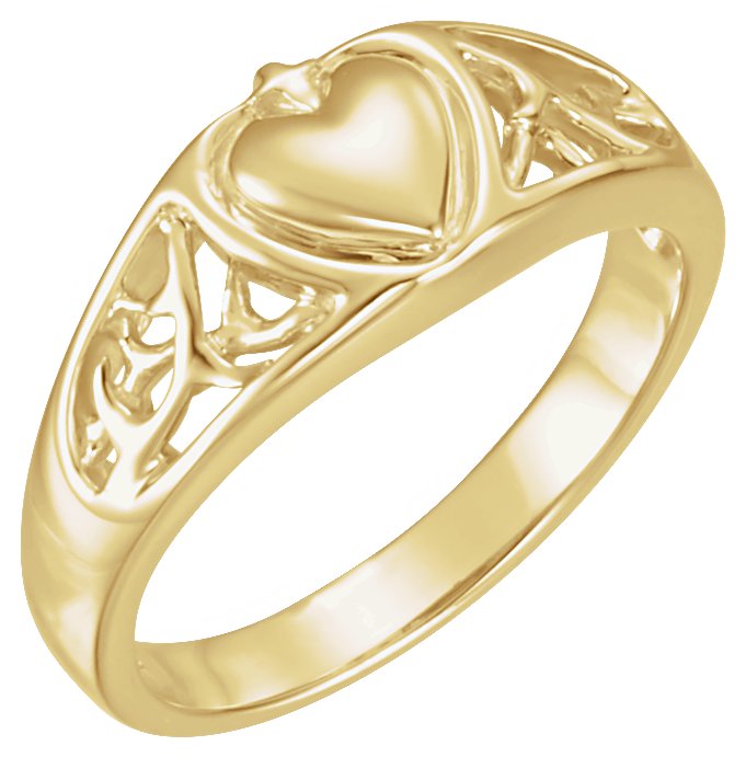 14K Yellow Heart Ring