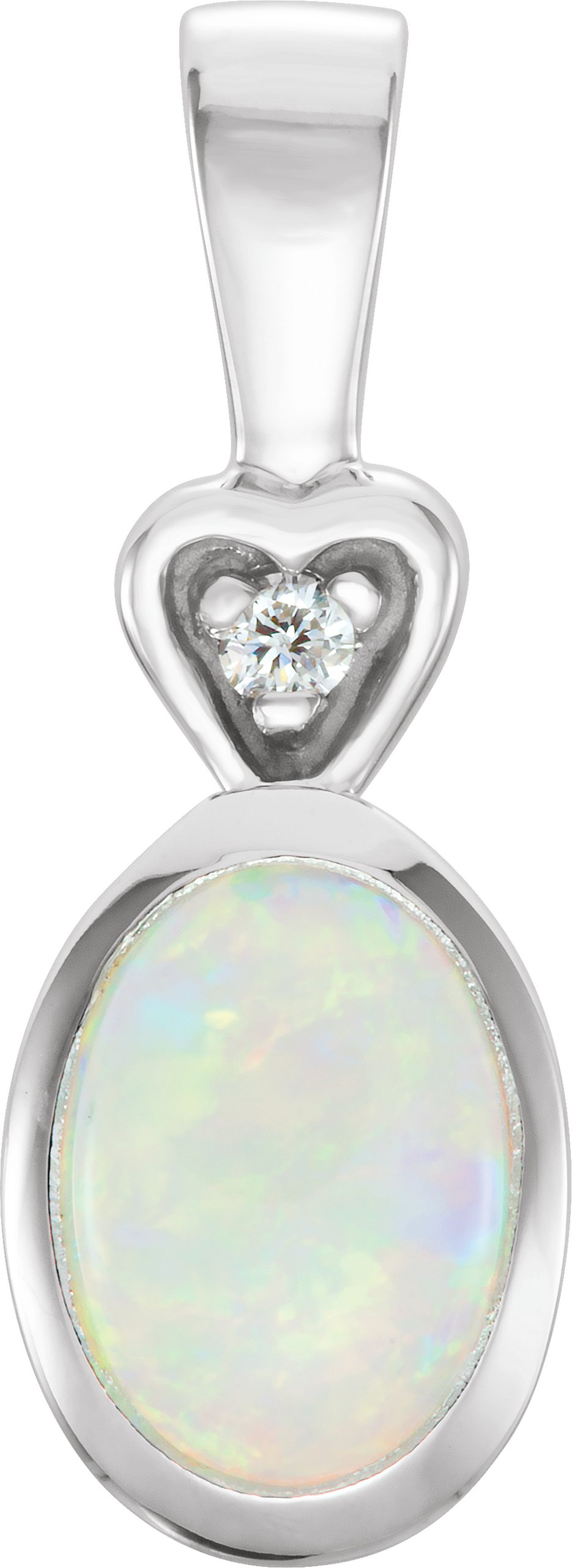 Genuine Opal Cabochon and Diamond Pendant 7 x 5mm .02 CTW Ref 911463