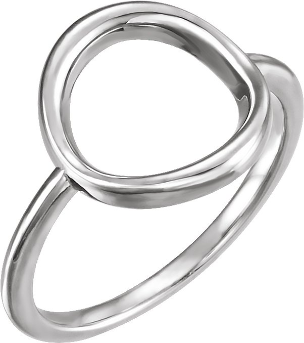 14K White Circle Ring 