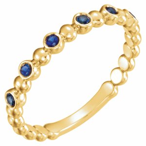 14K Yellow Natural Blue Sapphire Stackable Ring