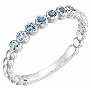 14K White Aquamarine Stackable Ring | Stuller