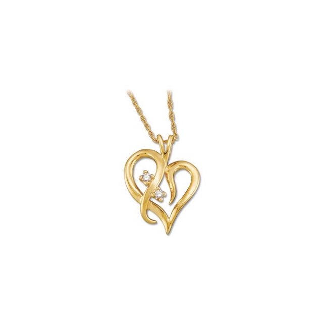 14K Yellow .03 CTW Natural Diamond Heart 18" Necklace 