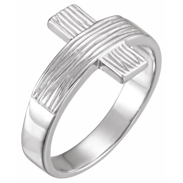 14K White The Rugged Cross® Chastity Ring Size 9
