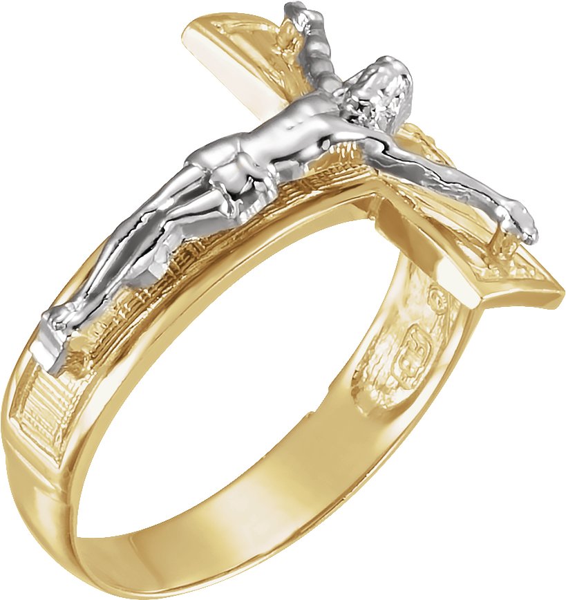 14K Yellow/White Crucifix Ring