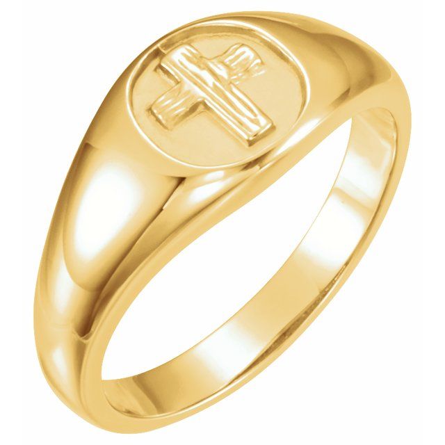 14K Yellow The Rugged Cross® Chastity Ring Size 8